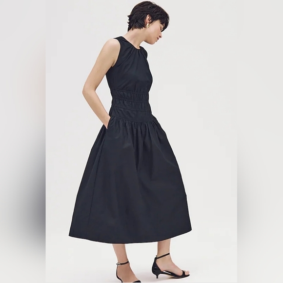 Nwt J. Crew  Hyacinth Dress Cotton Poplin Size Small Black - Picture 1 of 8